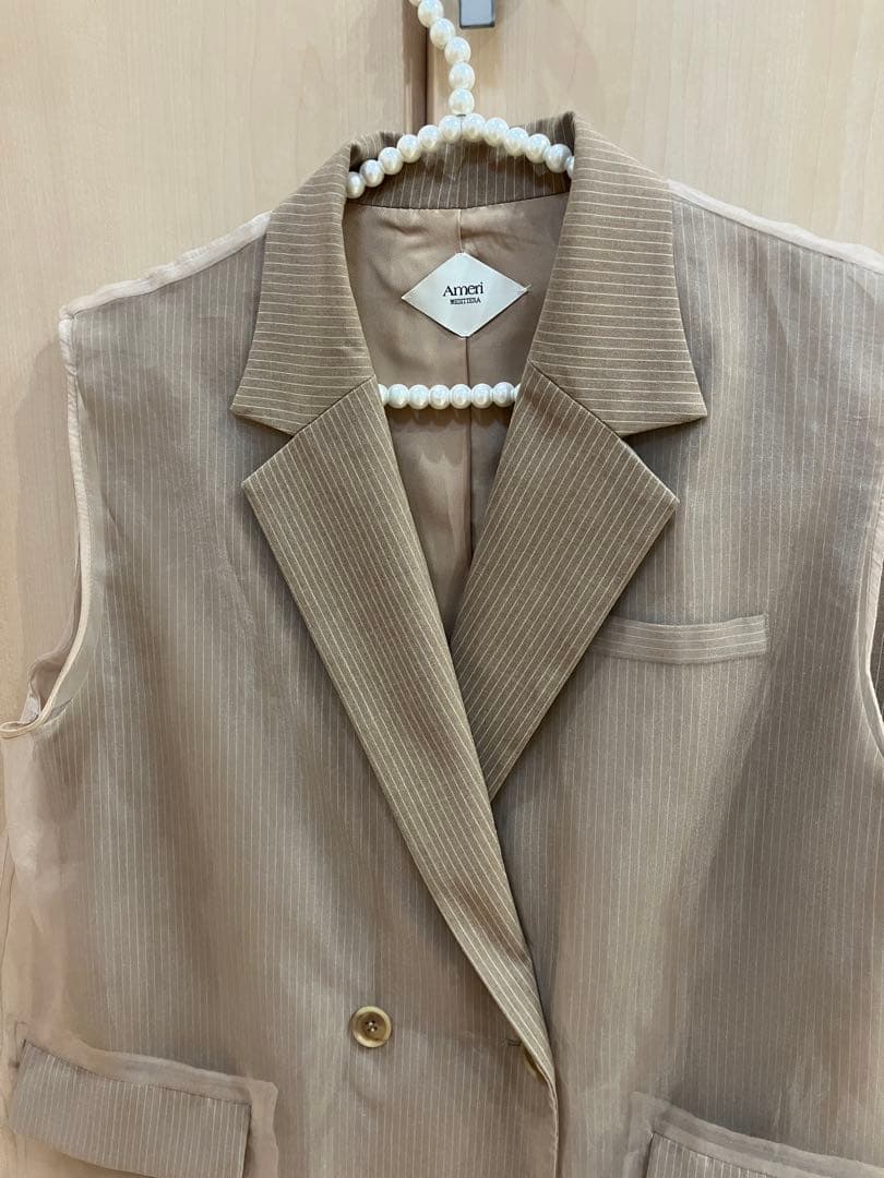 トップス AMERI MEDI SHEER DOCKING LADY LIKE VEST