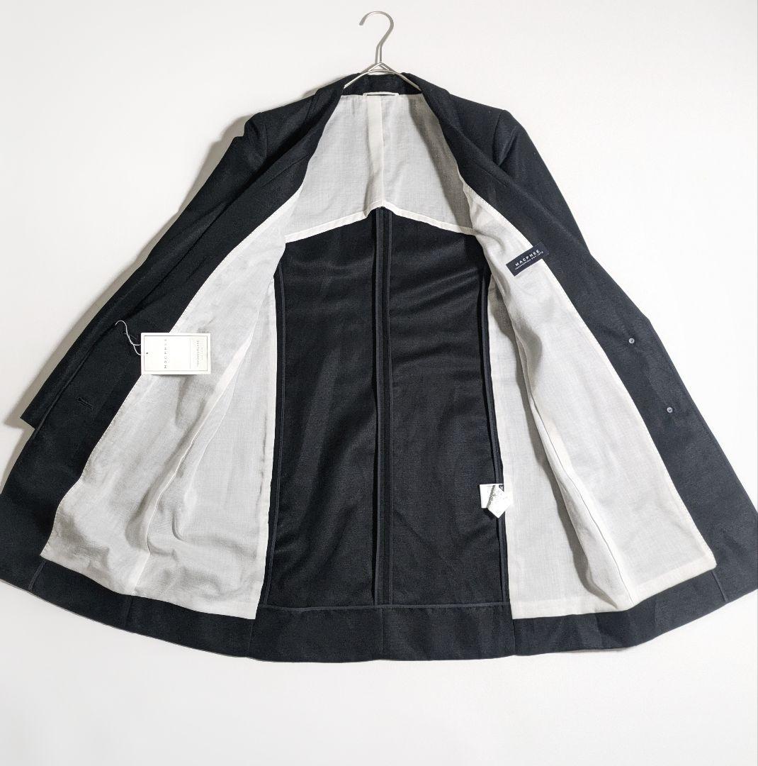 マカフィー／日本製 シルクリネン ロング丈テーラードジャケット オケージョン 黒