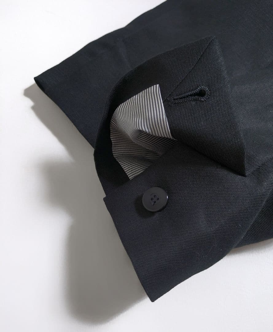 マカフィー／日本製 シルクリネン ロング丈テーラードジャケット オケージョン 黒