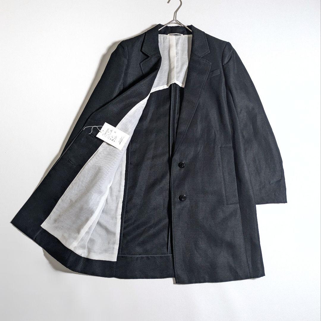 マカフィー／日本製 シルクリネン ロング丈テーラードジャケット オケージョン 黒