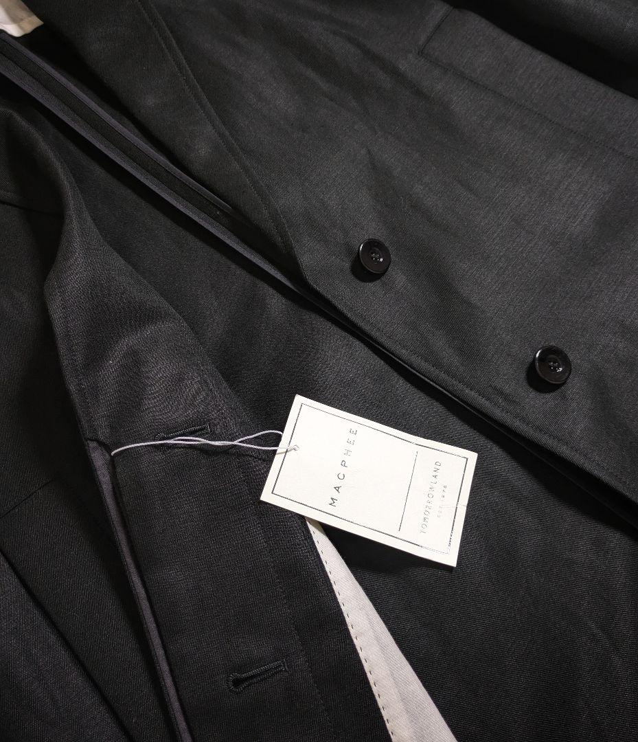 マカフィー／日本製 シルクリネン ロング丈テーラードジャケット オケージョン 黒