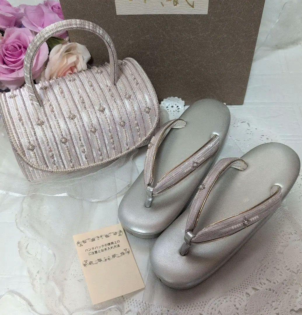 和装バック＆草履セット　成人式　振袖　ビーズ付　超美品