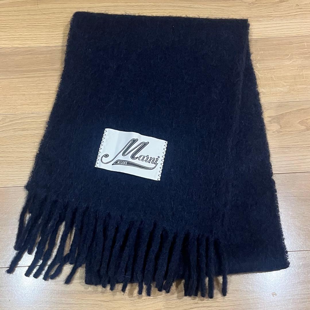 Marni アルパカスカーフ マフラー ネイビー