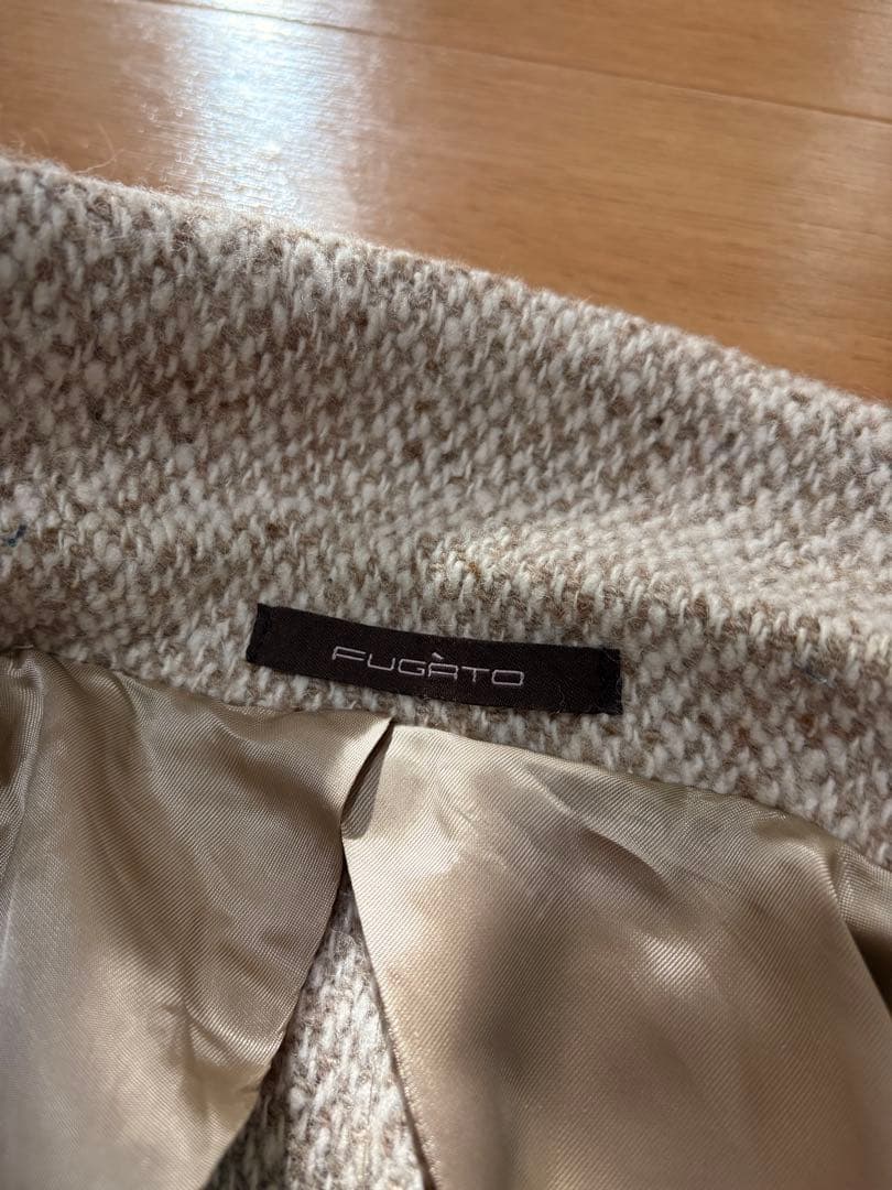 未使用に近いFUGATO ウールツイード　ダブルブレスト　チェスターコート　54