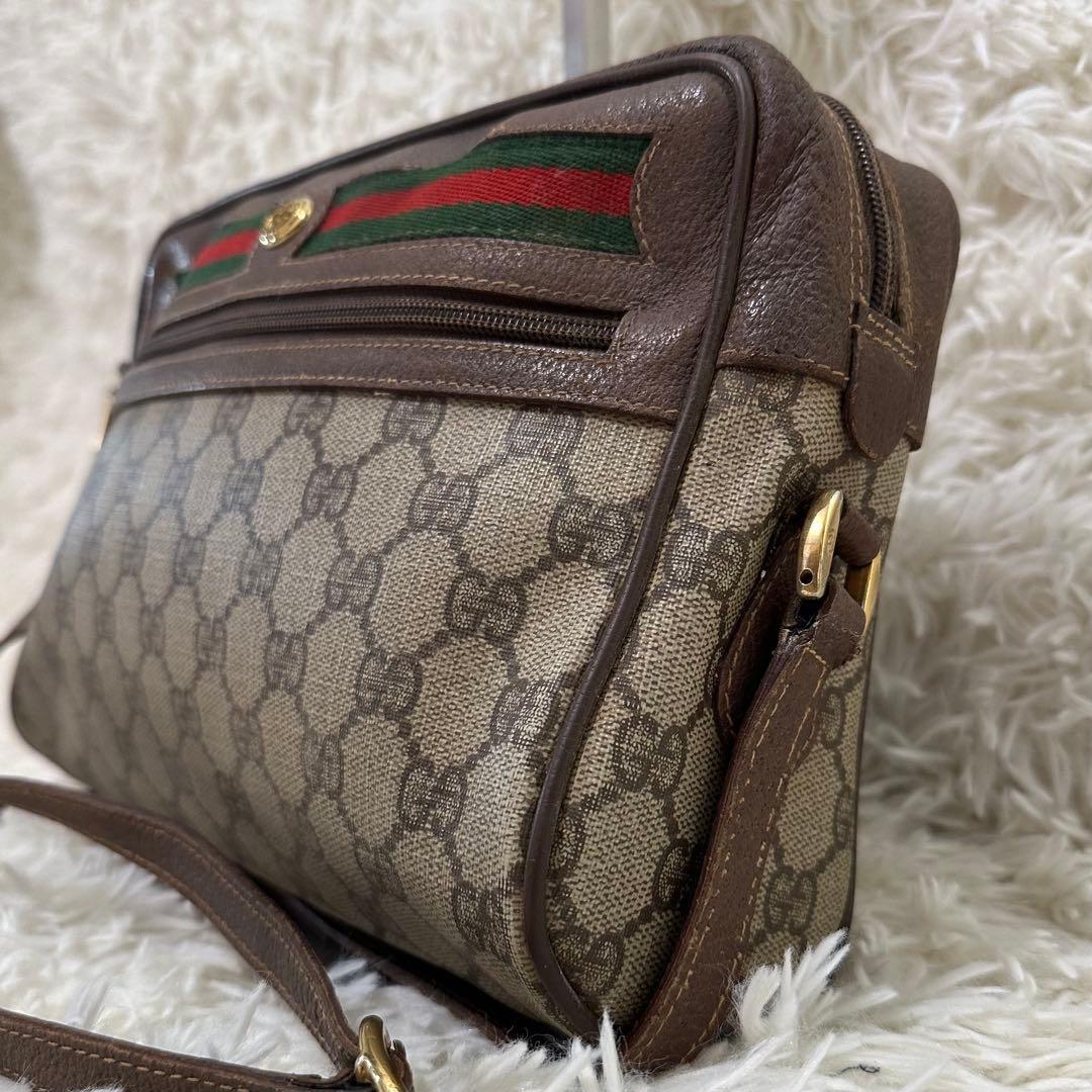 値下げ オールドグッチ GG 総柄 レザー ショルダーバッグ シェリーライン