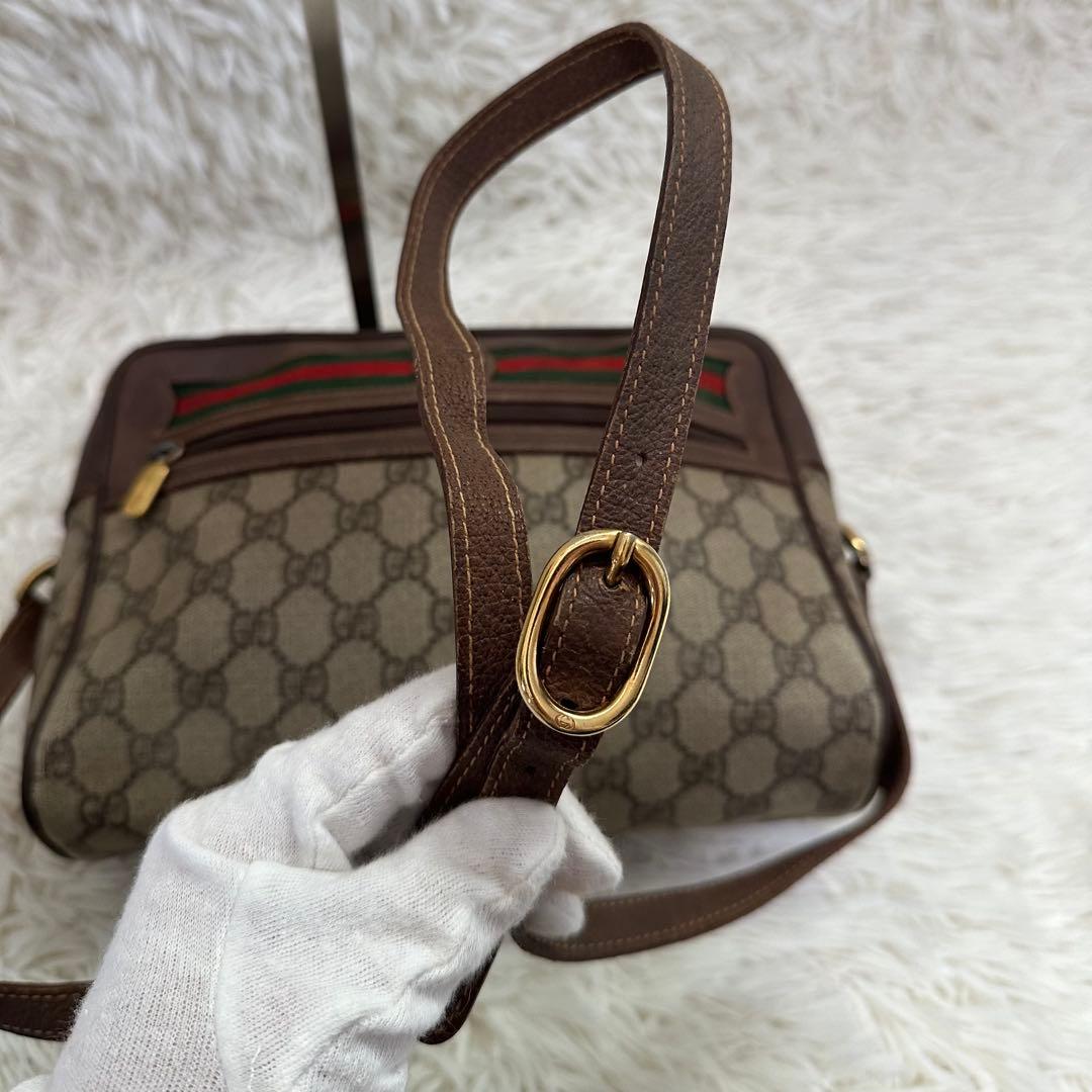 値下げ オールドグッチ GG 総柄 レザー ショルダーバッグ シェリーライン