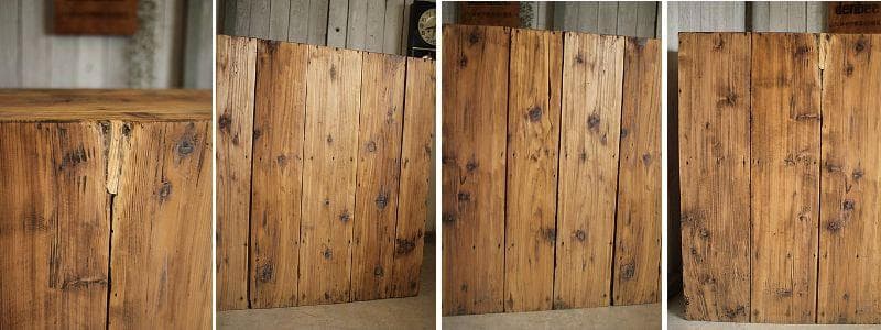 味のある大きな木枠のガラス戸棚　引き出し4杯