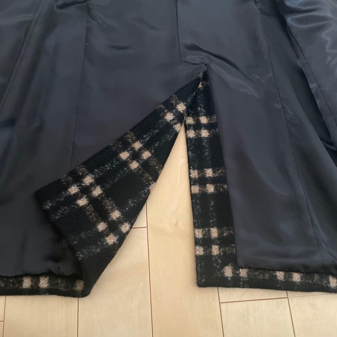 美品 TOMORROWLANDPILGRIMウールダブルブレスト チェックコート