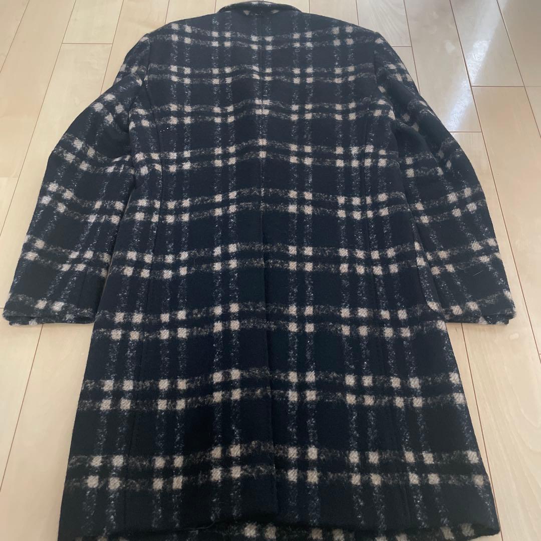 美品 TOMORROWLANDPILGRIMウールダブルブレスト チェックコート