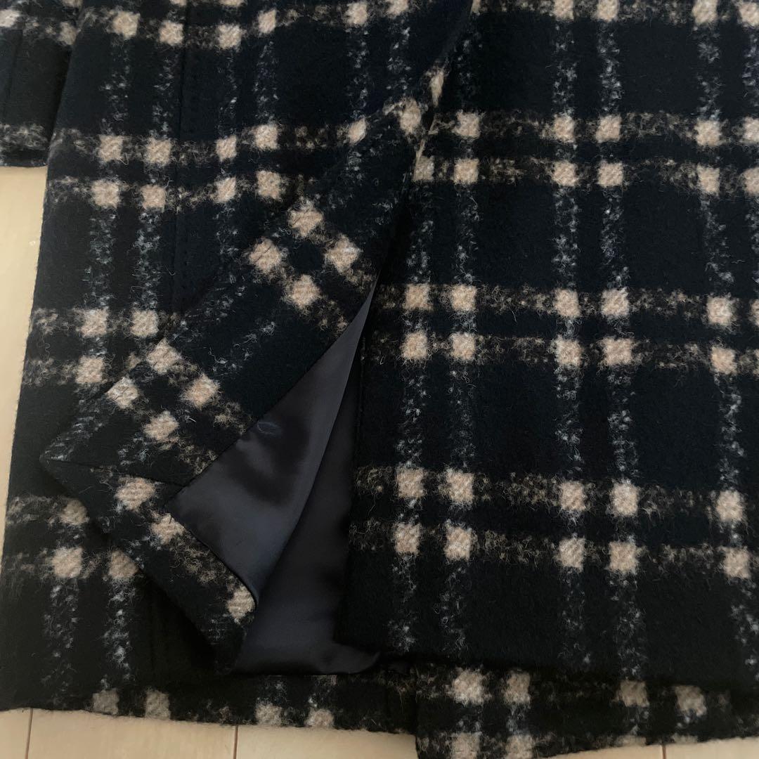 美品 TOMORROWLANDPILGRIMウールダブルブレスト チェックコート