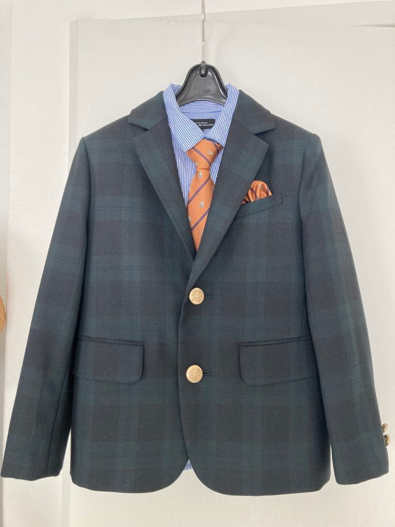 ダークグリーン チェック スーツセット