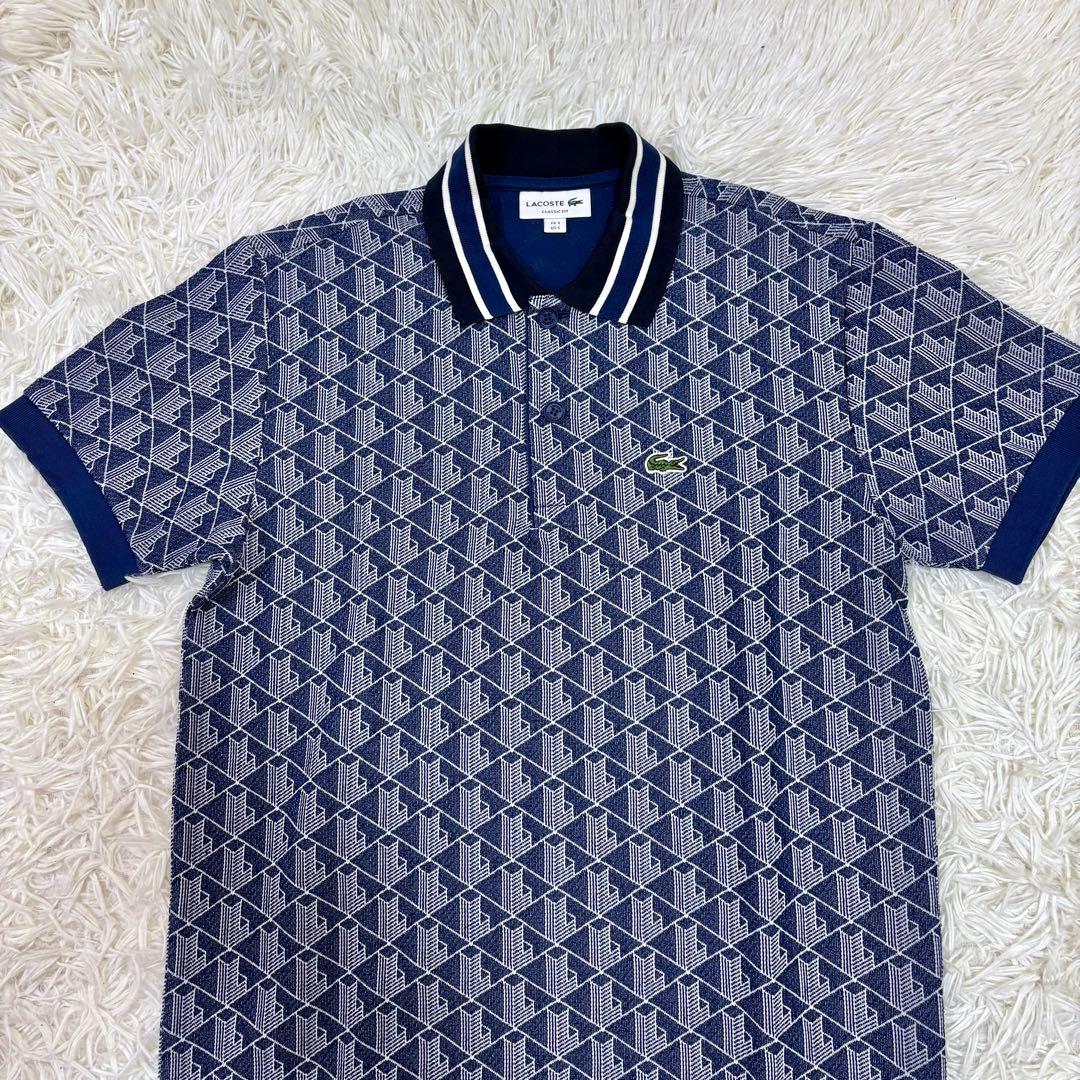 美品 LACOSTE ラコステ モノグラム 半袖ポロシャツ Mサイズ相当