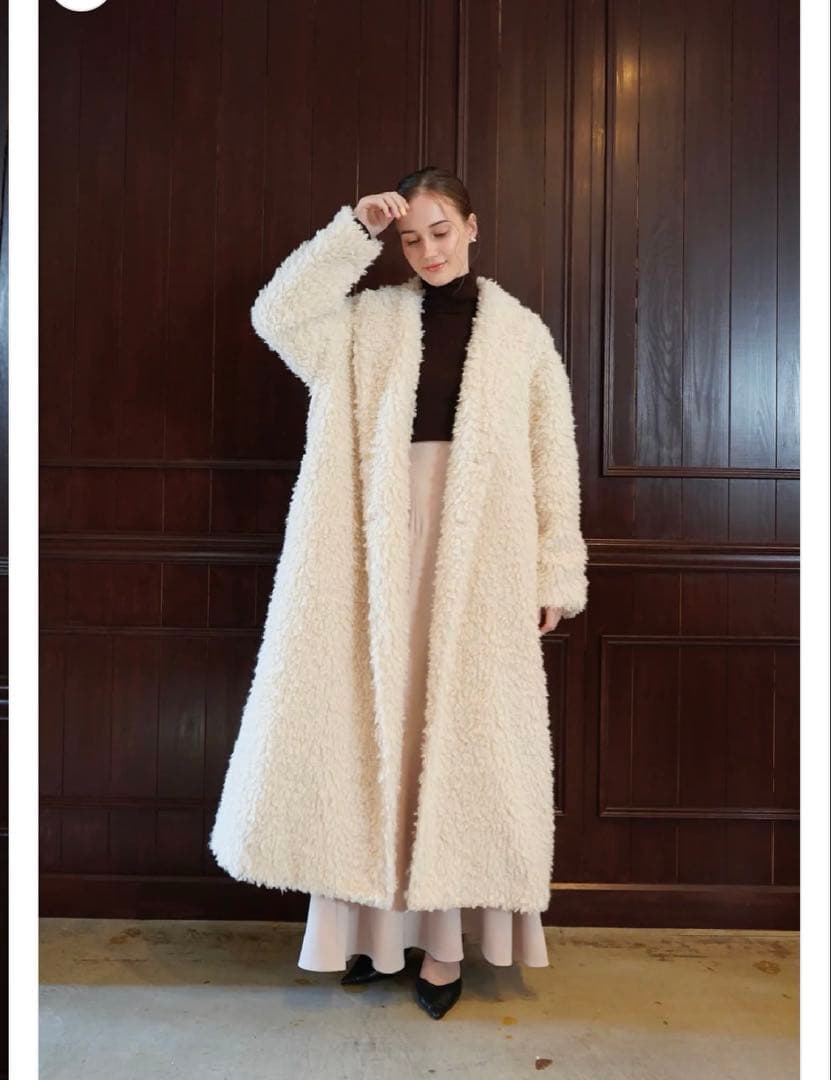 ジャケット・アウター Acka. poodle boa long coat