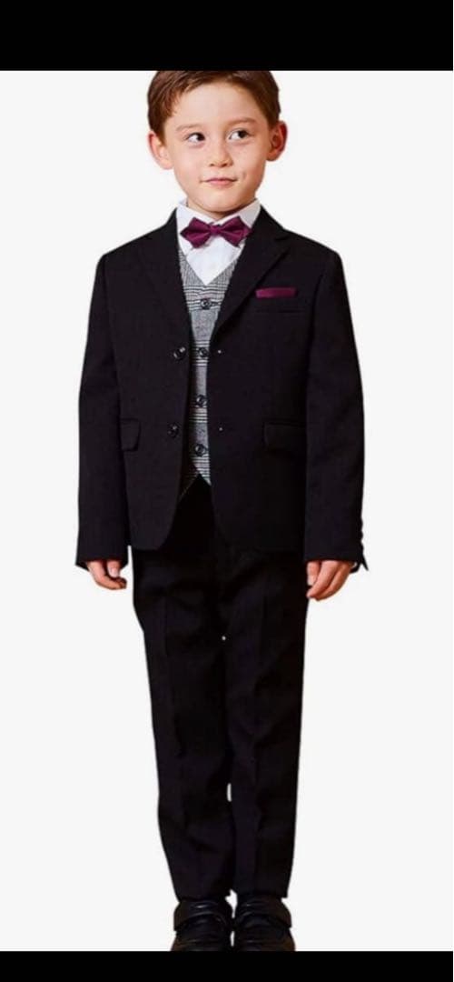 CHOPIN 黒ピンストライプ スリーピースロングパンツスーツ 120サイズ