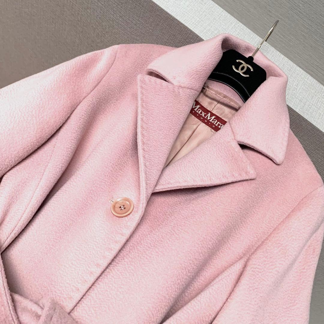 新品同様‼️マックスマーラ 艶感美しい ピュアウール100% ベルテットコート