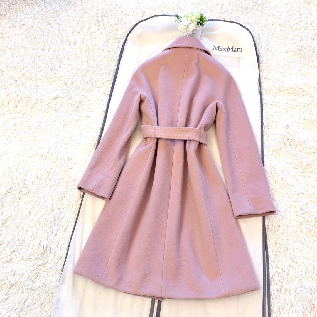 新品同様‼️マックスマーラ 艶感美しい ピュアウール100% ベルテットコート