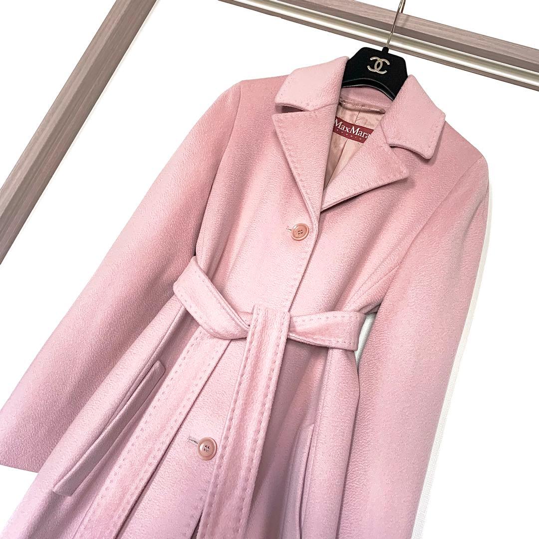新品同様‼️マックスマーラ 艶感美しい ピュアウール100% ベルテットコート
