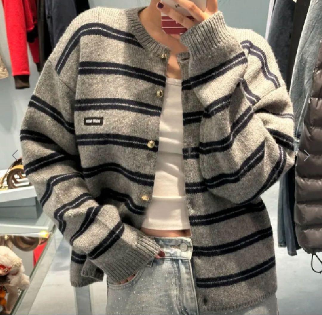 ミュウ ミュウ miu miu 韓国 服 長袖 春 秋 カーディガン
