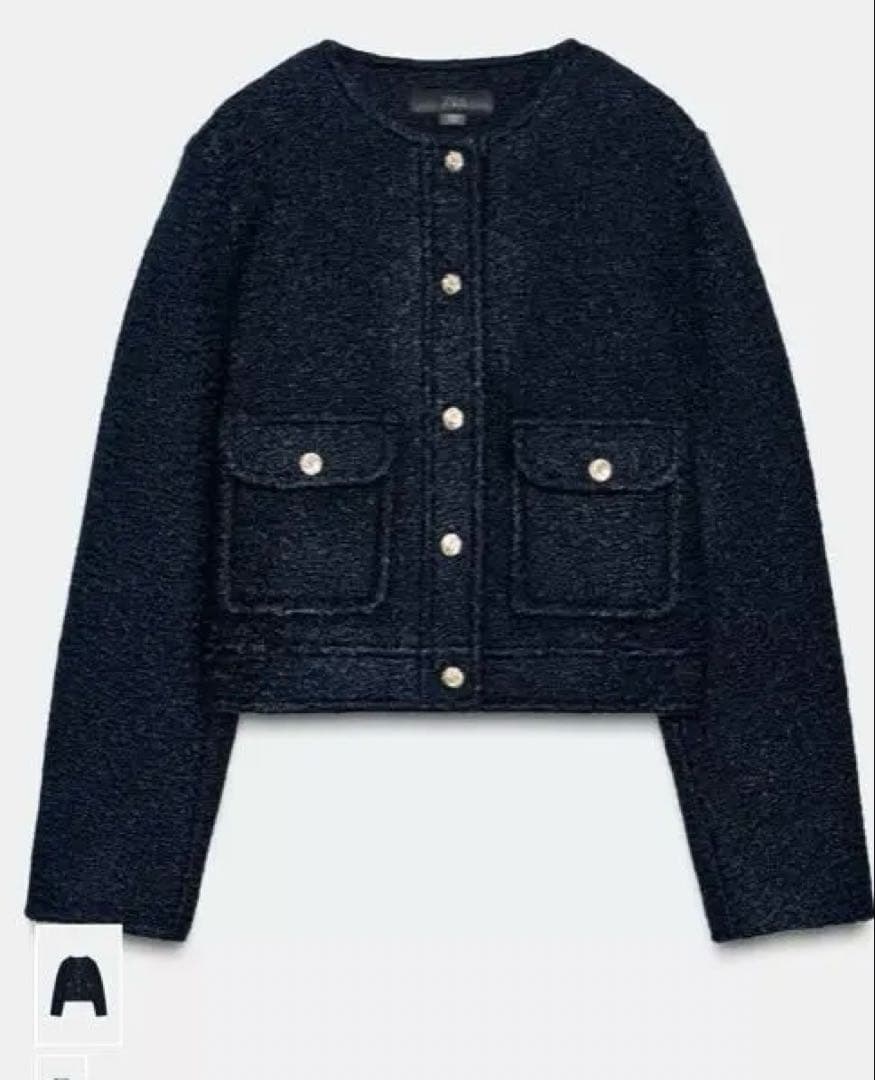 今期　zara ブークレジャケット　ネイビー　　Ｍ