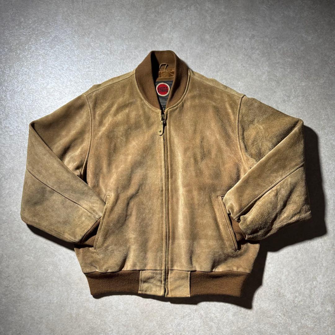 90s LUCKY STRIKE suède MA1 bomber jacket
