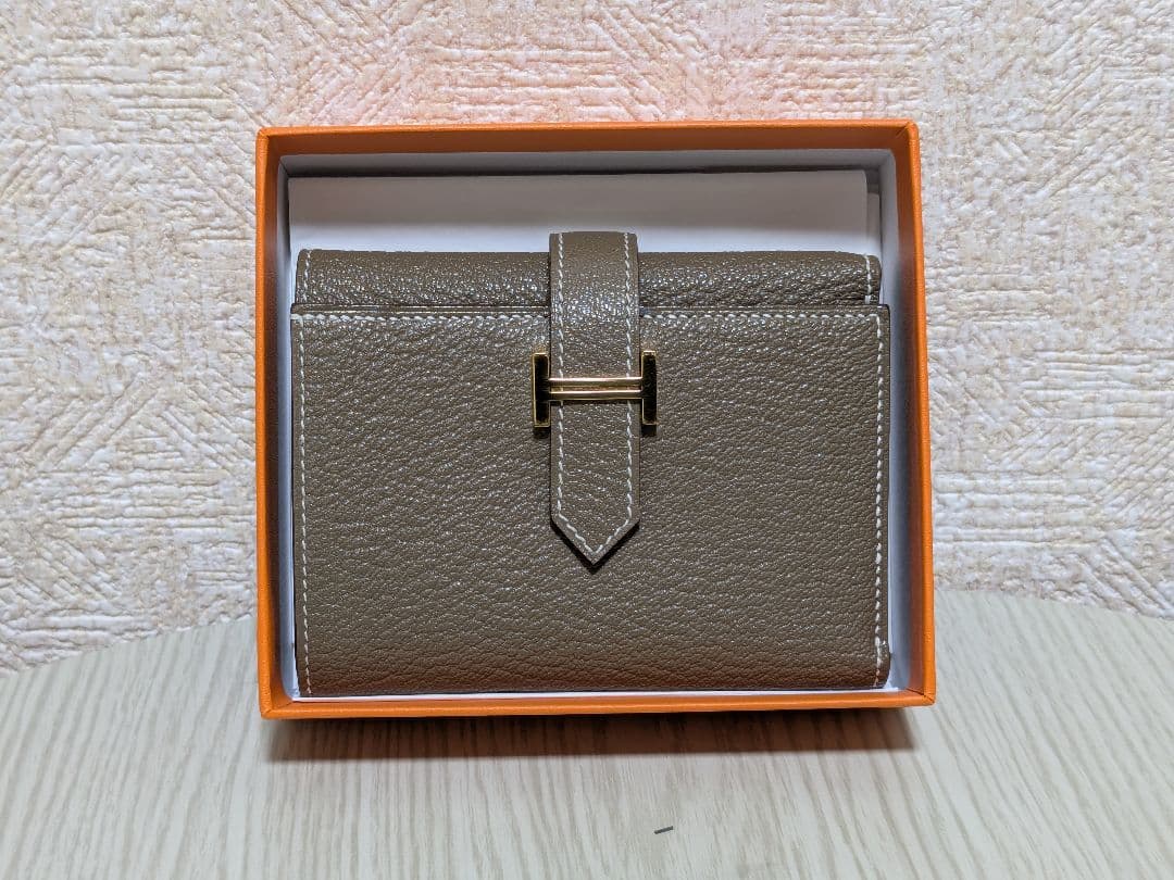 HERMES ベアン コンビネ シェーブルエトゥープ ゴールド金具 B刻印