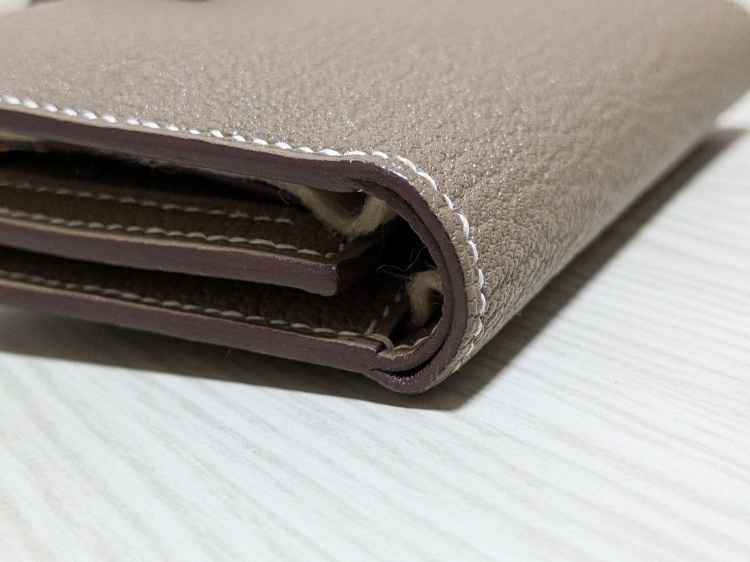 HERMES ベアン コンビネ シェーブルエトゥープ ゴールド金具 B刻印