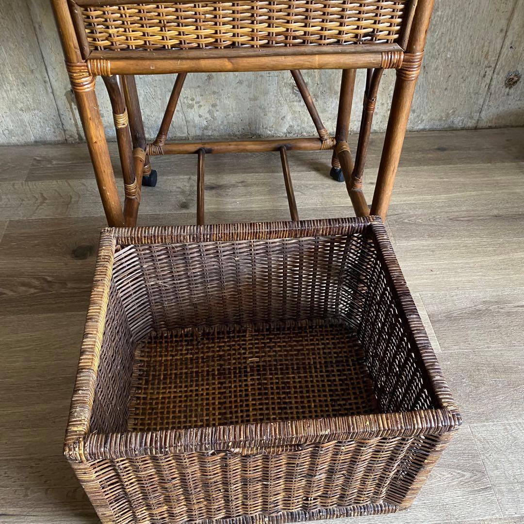 ラタン 籐　ランドリーラック　アーチトップ　ヴィンテージ　昭和レトロ