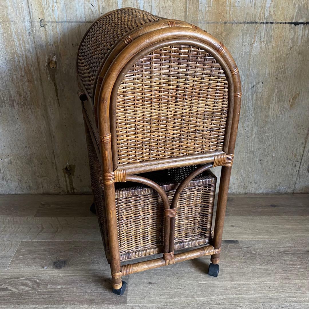 ラタン 籐　ランドリーラック　アーチトップ　ヴィンテージ　昭和レトロ