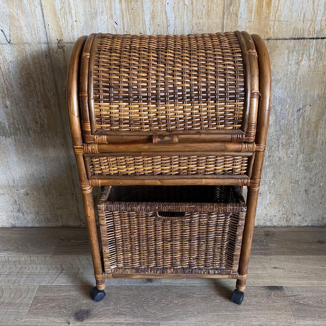 ラタン 籐　ランドリーラック　アーチトップ　ヴィンテージ　昭和レトロ