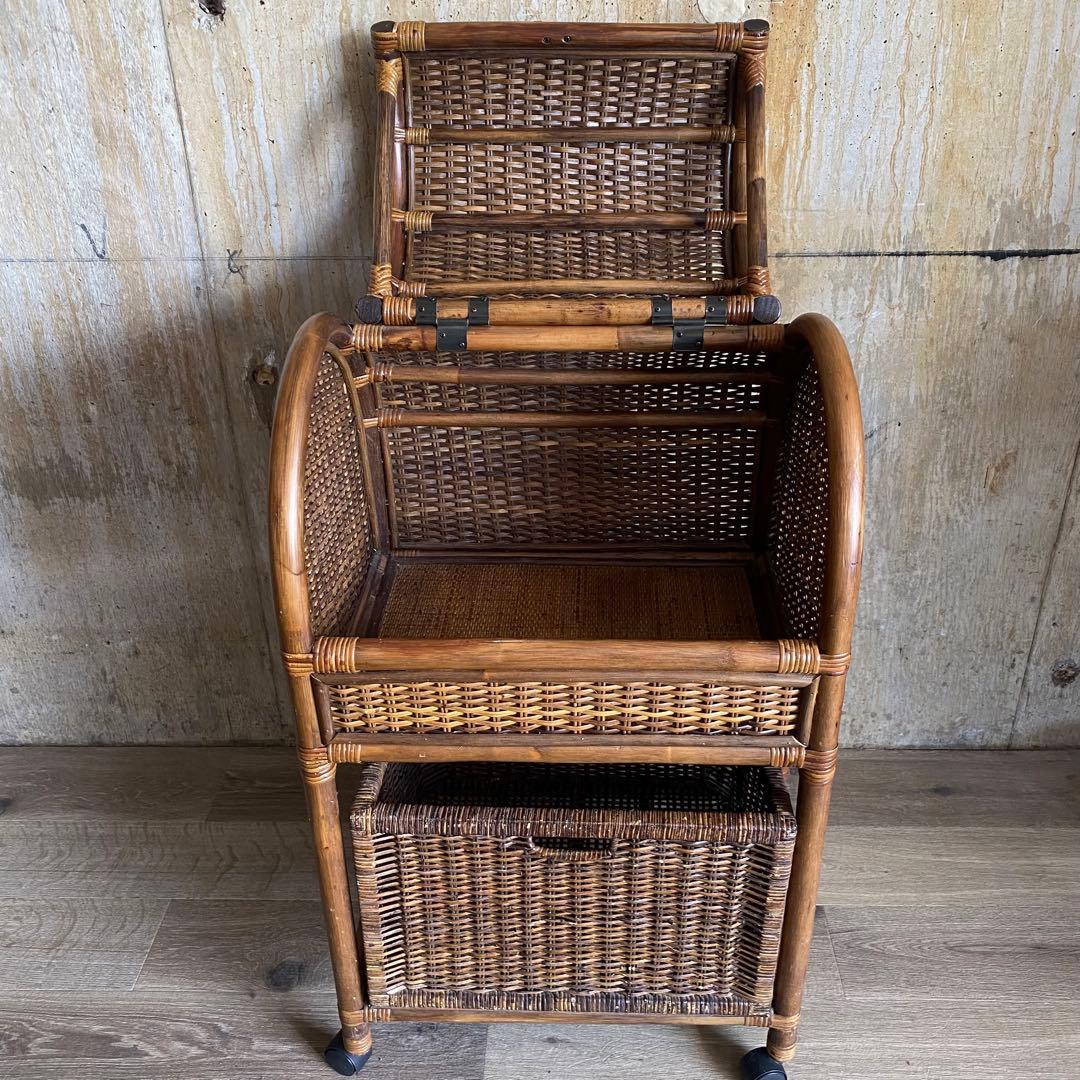 ラタン 籐　ランドリーラック　アーチトップ　ヴィンテージ　昭和レトロ