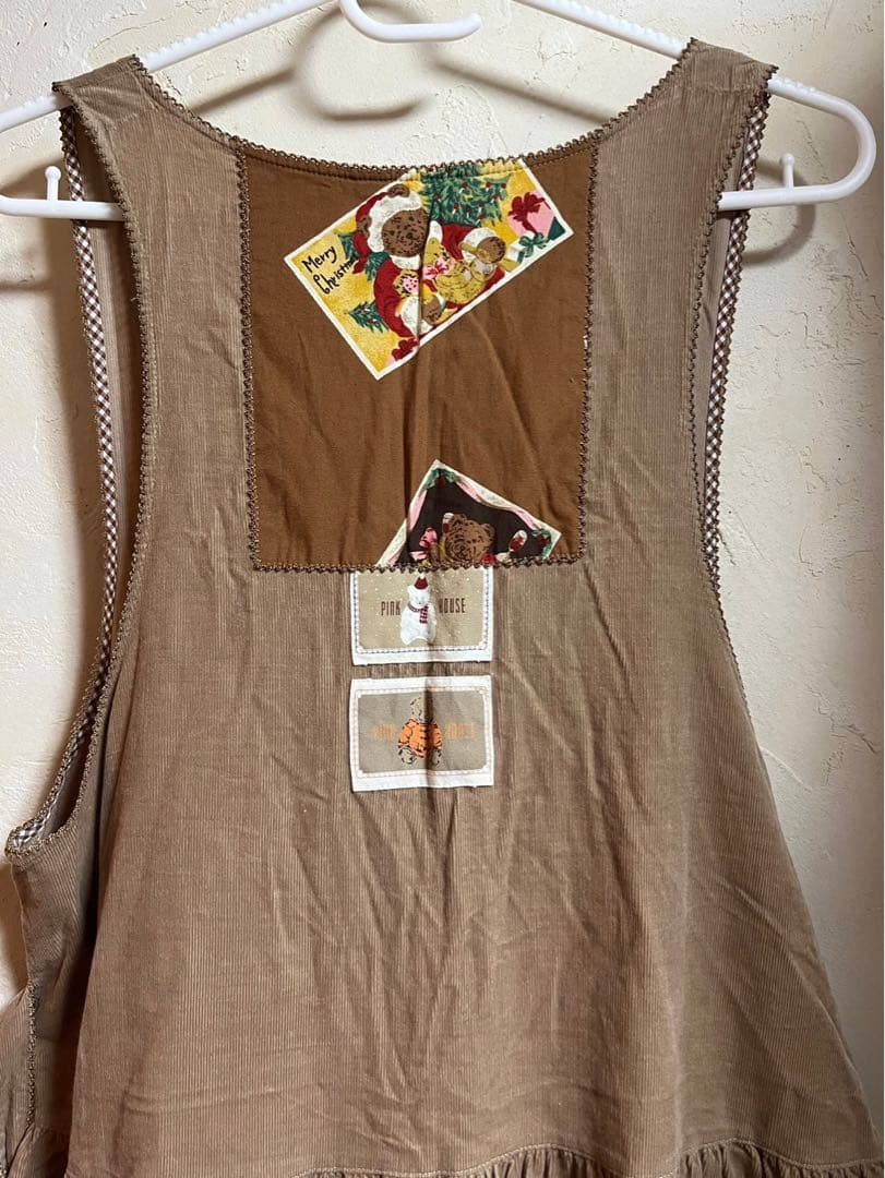 ピンクハウスコーデュロイサンタクマアップリケジャンパースカート