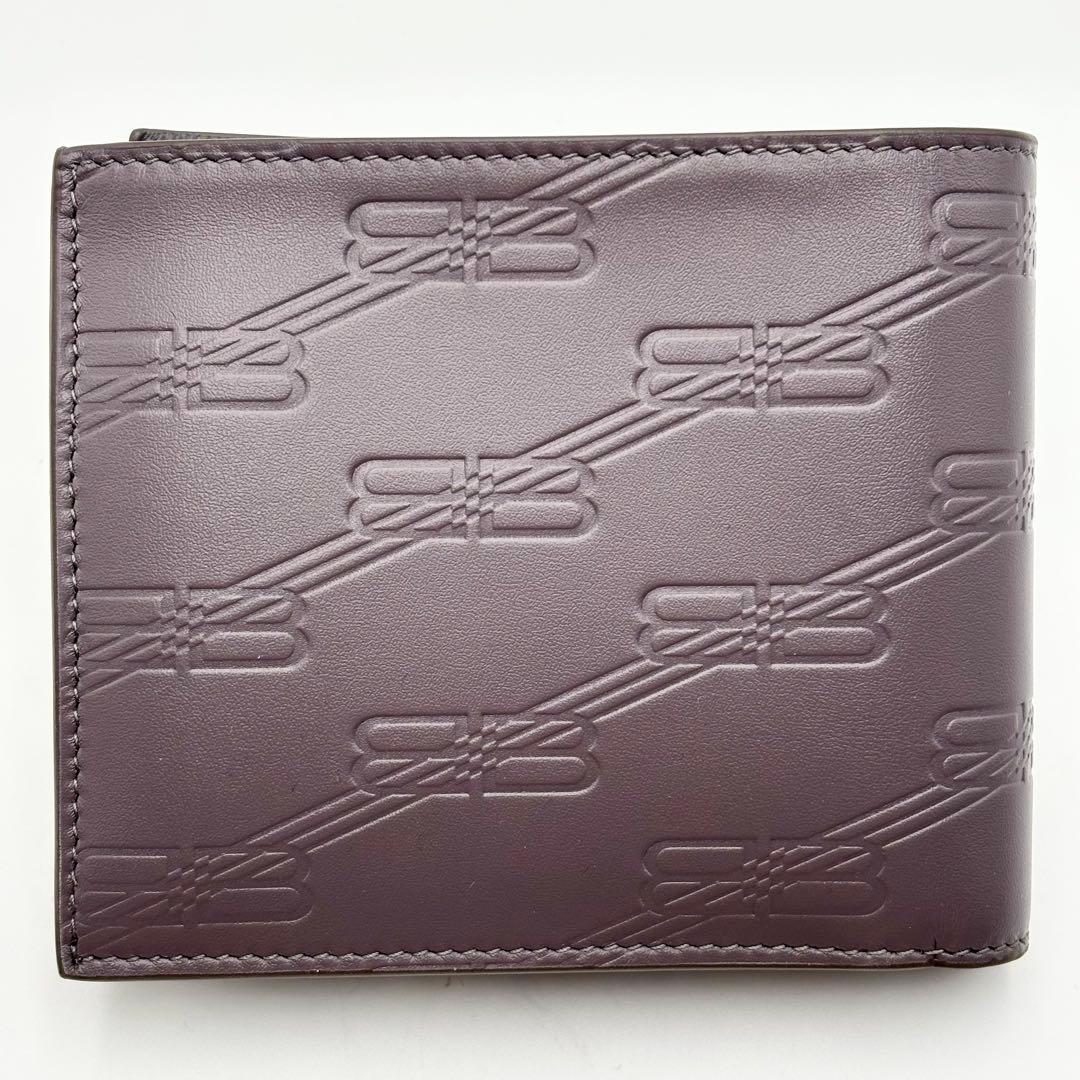 新品未使用 バレンシアガ 二つ折り財布 エンボス モノグラム レザー グレー