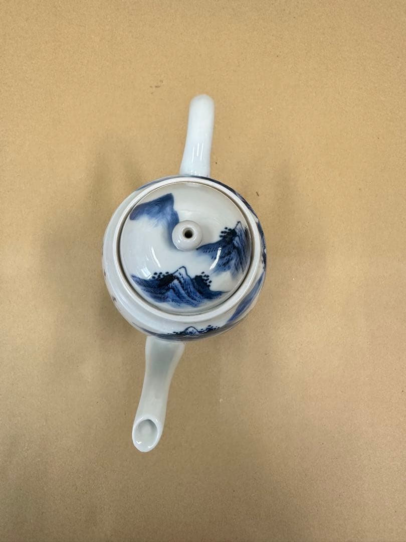 平安春峰【煎茶道具　水注（すいちゅう）】　染付　山水