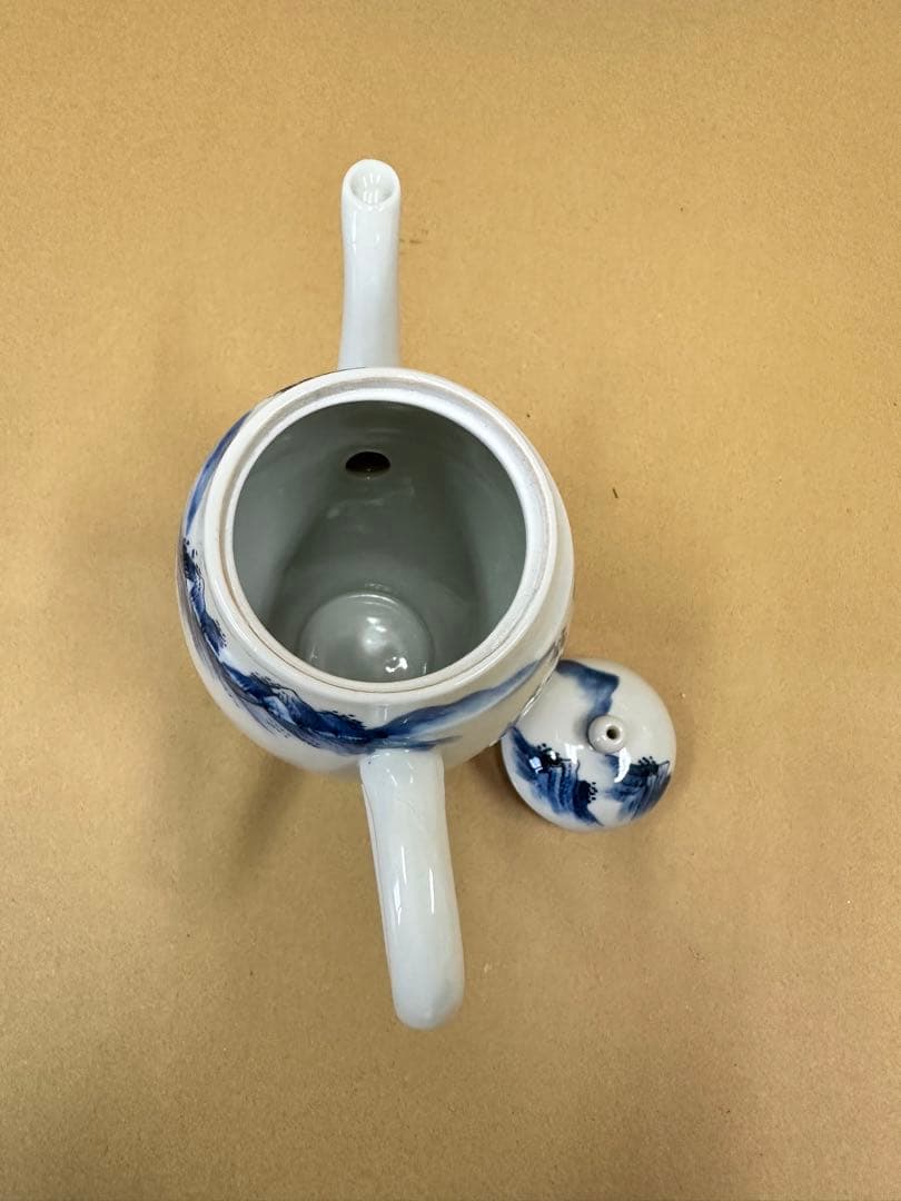 平安春峰【煎茶道具　水注（すいちゅう）】　染付　山水