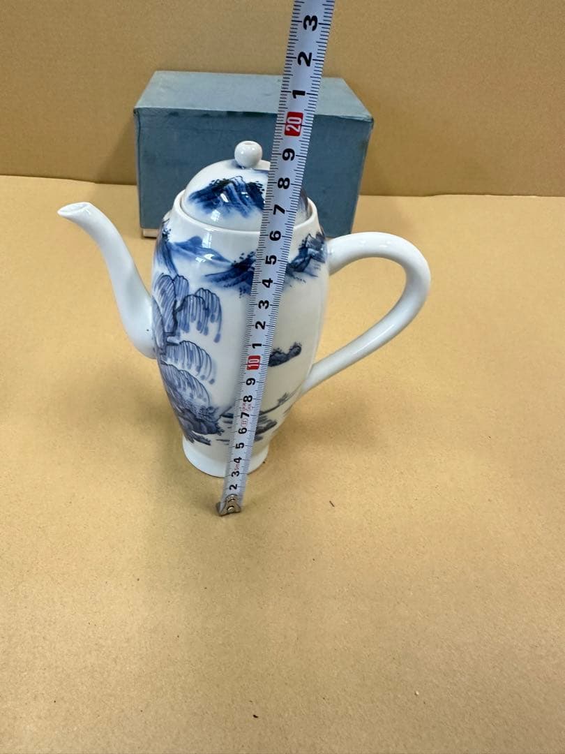 平安春峰【煎茶道具　水注（すいちゅう）】　染付　山水