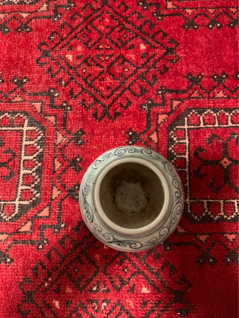 元染　染付　青花　小壺　茶入れ　元　明初