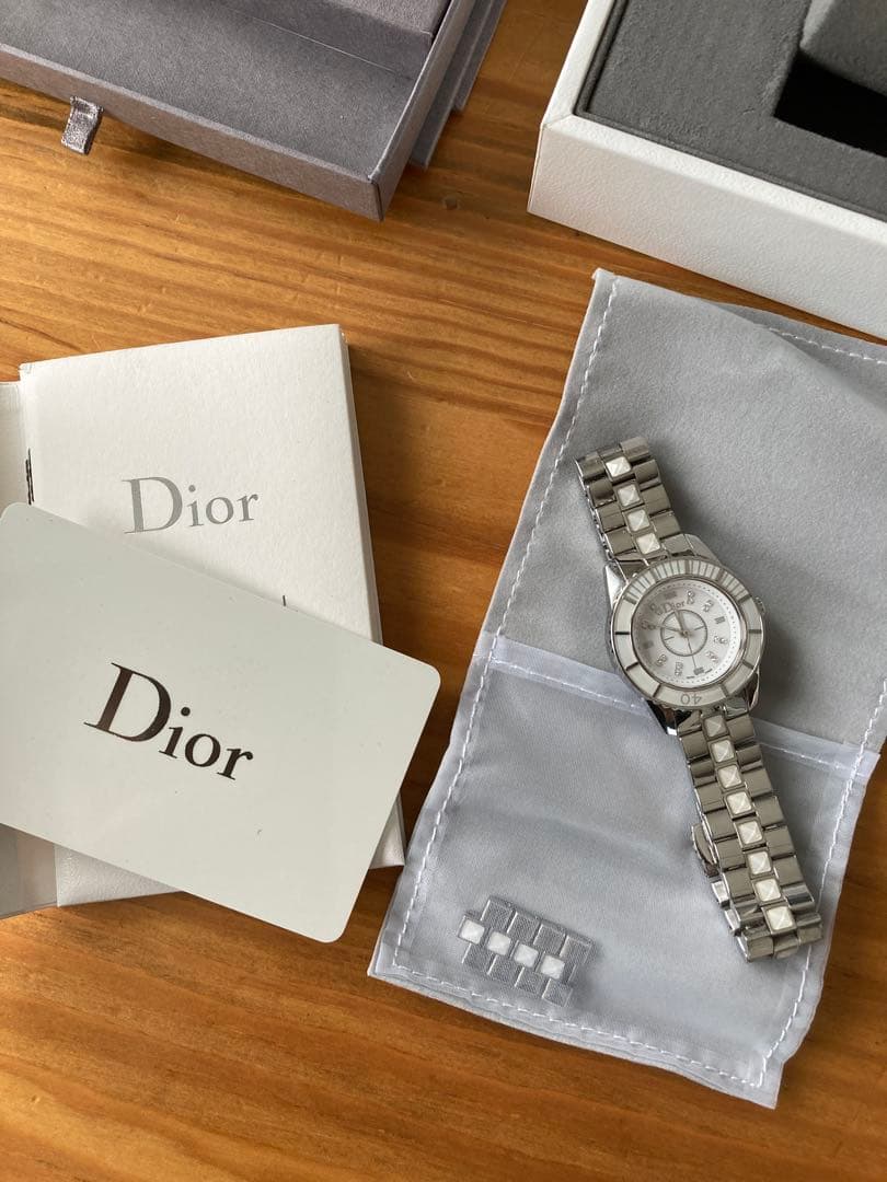 ディオール Dior CD112112 クリスタル ダイヤモンド クォーツ稼動品