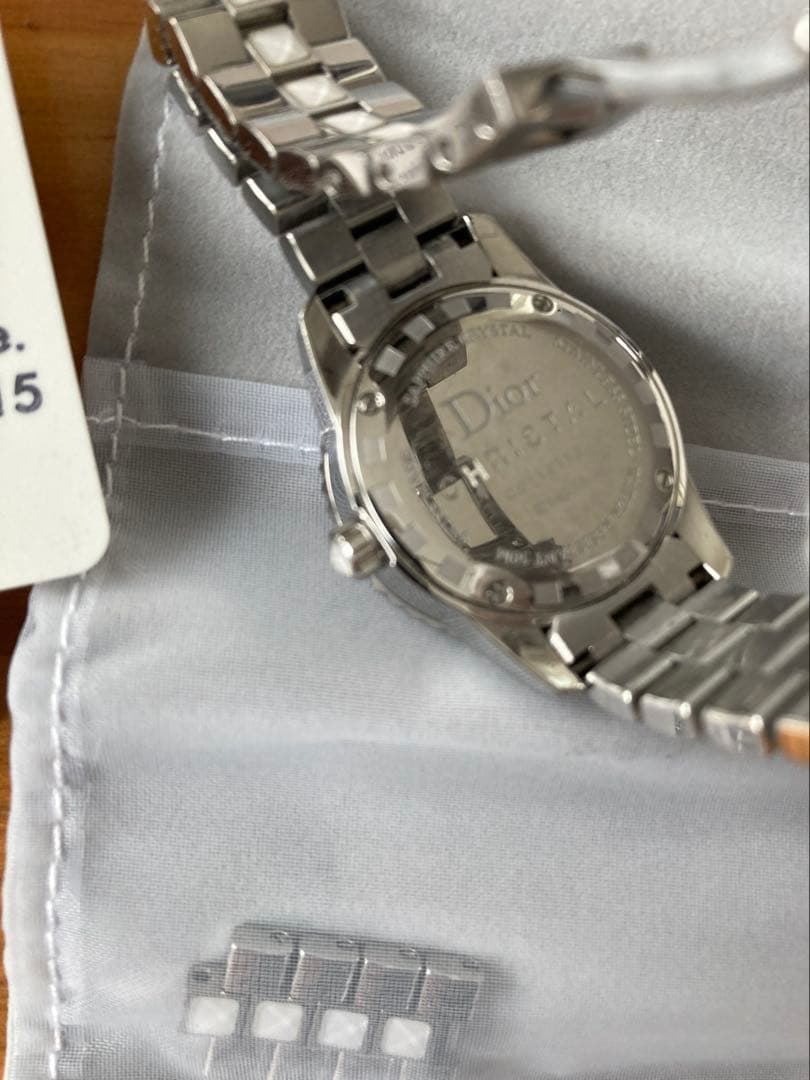 ディオール Dior CD112112 クリスタル ダイヤモンド クォーツ稼動品