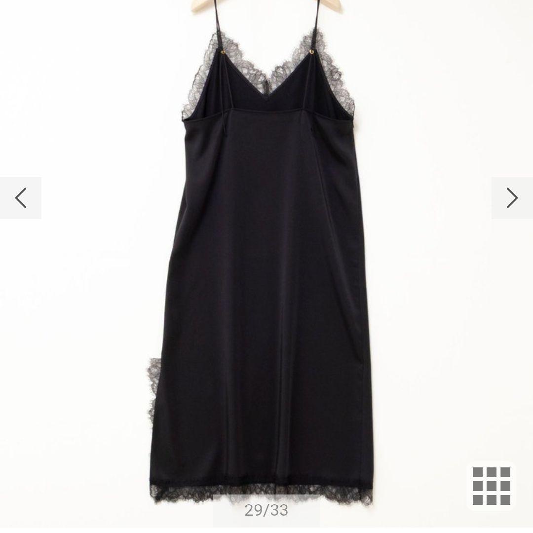 25年AWウォッシャブルトリミングレースサテンキャミワンピース