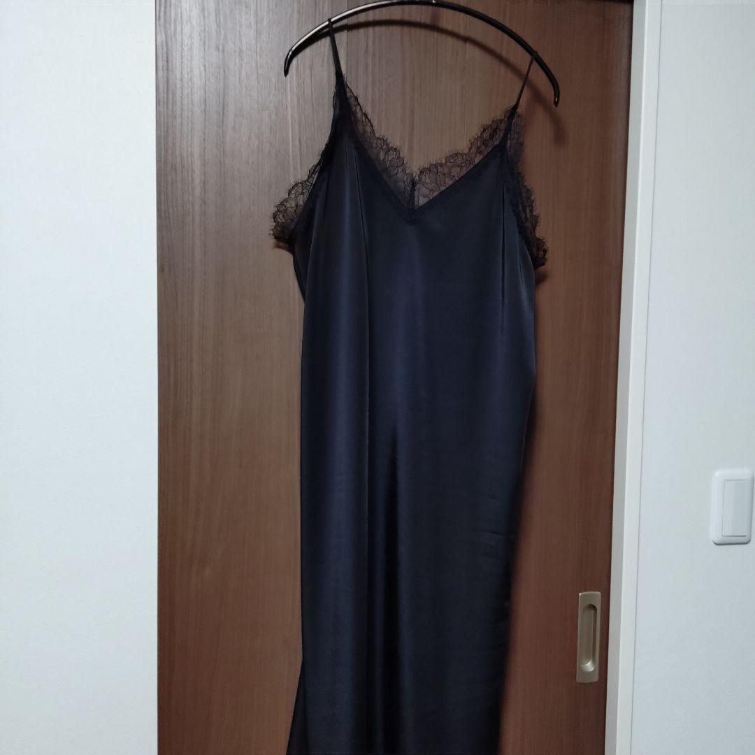 25年AWウォッシャブルトリミングレースサテンキャミワンピース