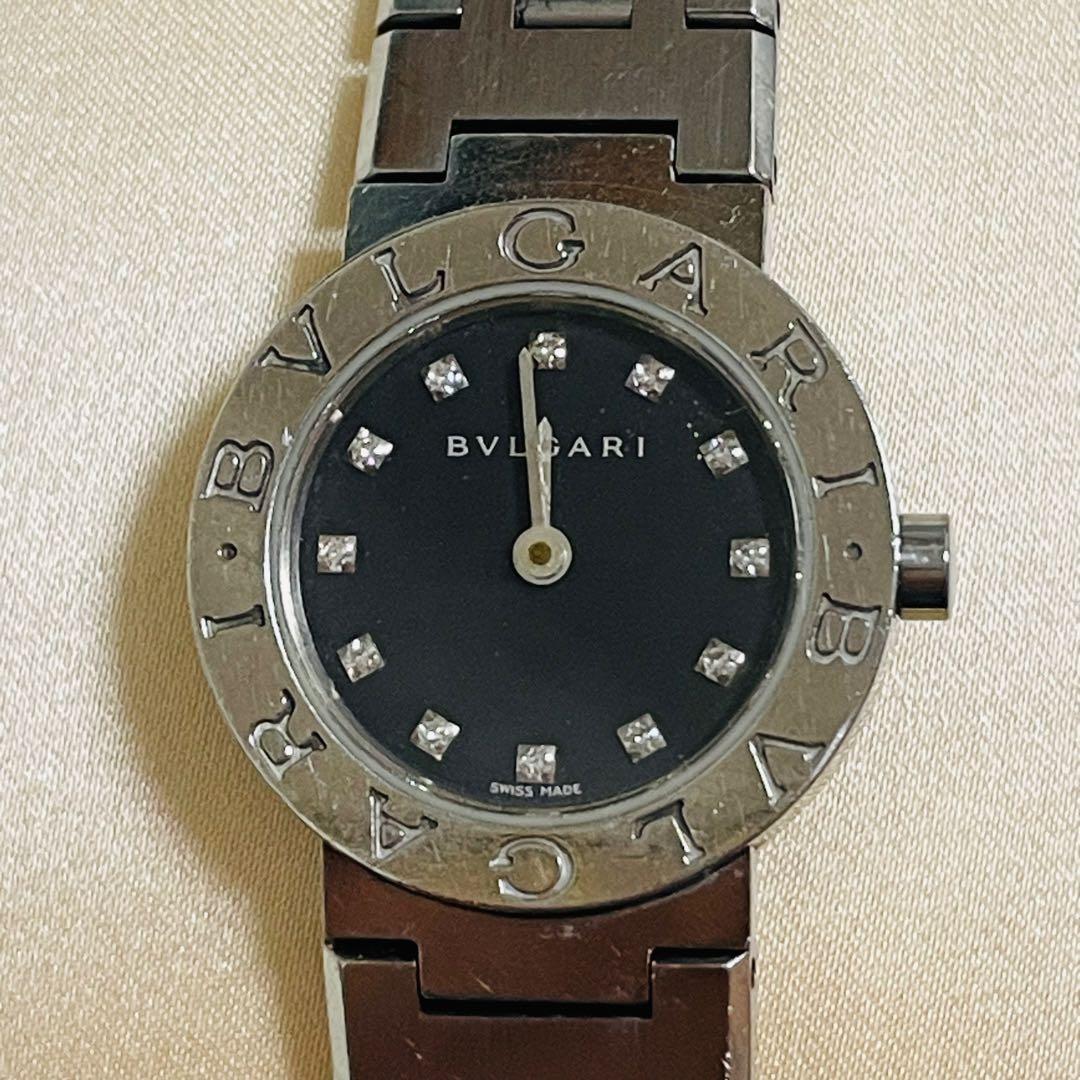 定番✨ブルガリ♡腕時計　BB23SS 黒文字盤 12Pダイヤ　ケース　ショッパー