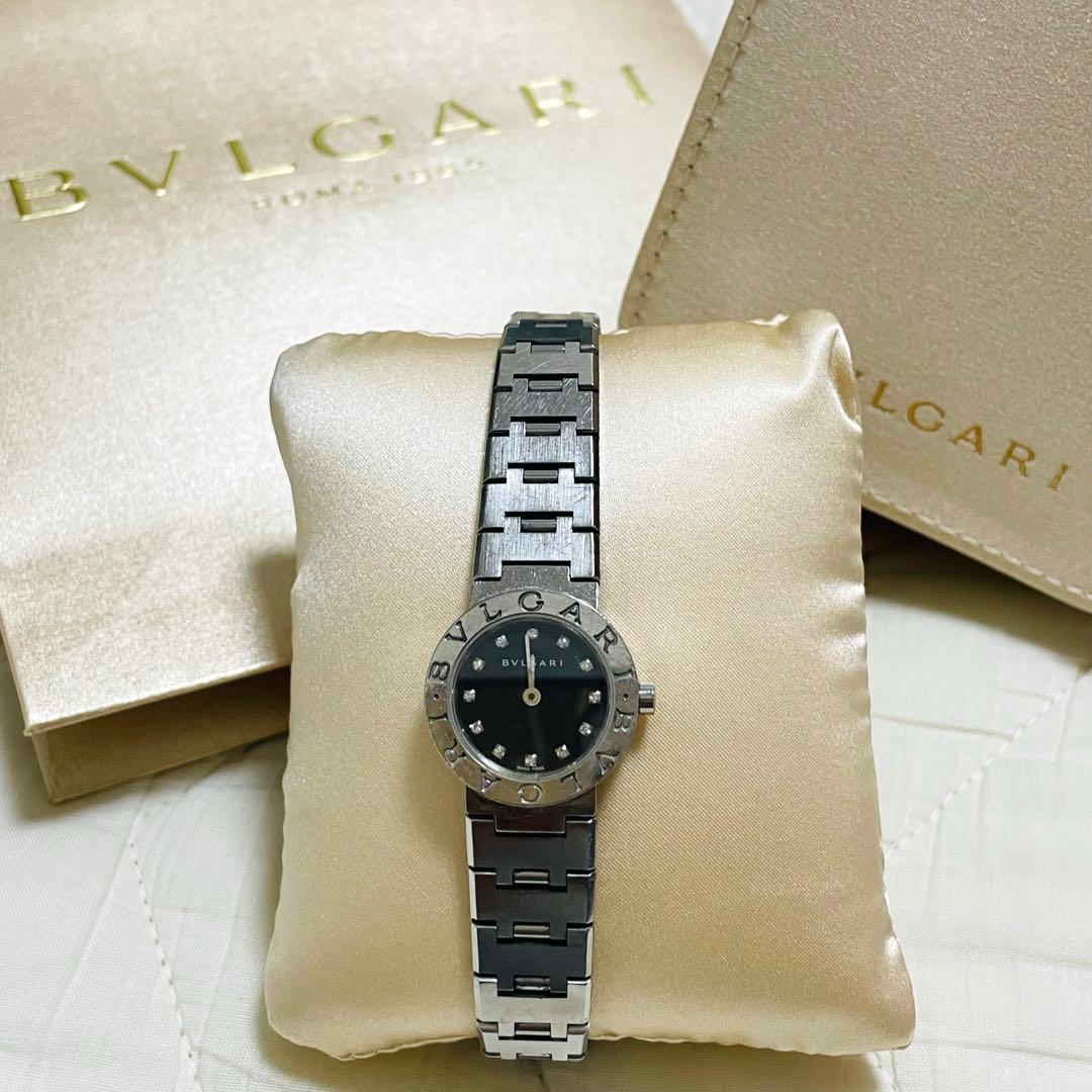 定番✨ブルガリ♡腕時計　BB23SS 黒文字盤 12Pダイヤ　ケース　ショッパー