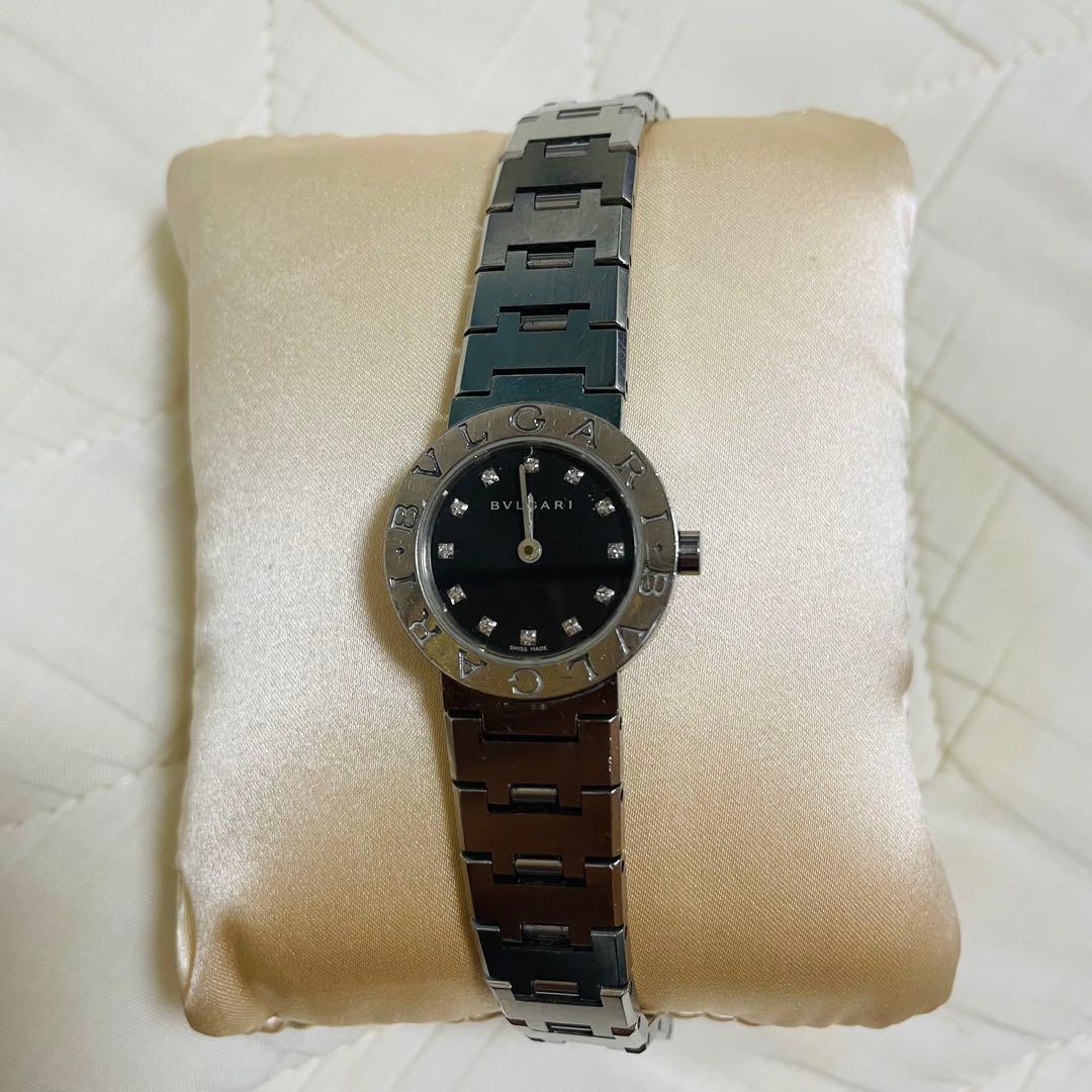 定番✨ブルガリ♡腕時計　BB23SS 黒文字盤 12Pダイヤ　ケース　ショッパー