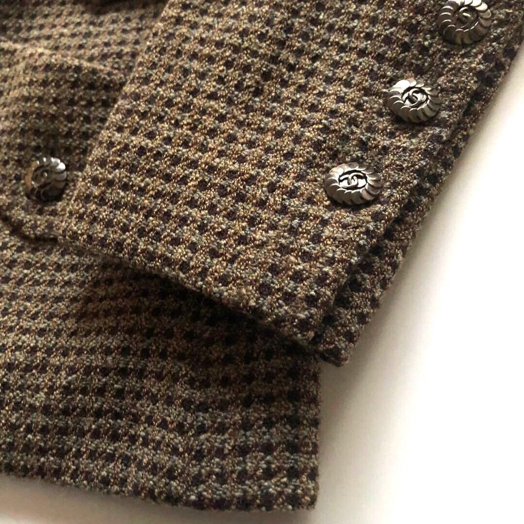 ★美品★シャネル ツイードテーラードジャケット ココマーク メタル フラワー40