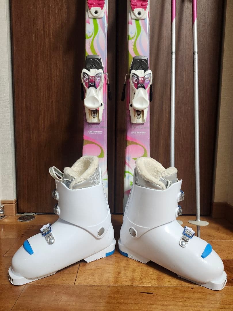 送料無料 　ジュニア用スキーセット140cm ブーツ23cm　ストック