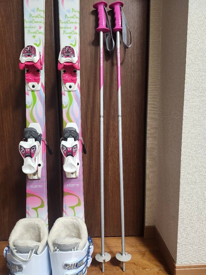 送料無料 　ジュニア用スキーセット140cm ブーツ23cm　ストック