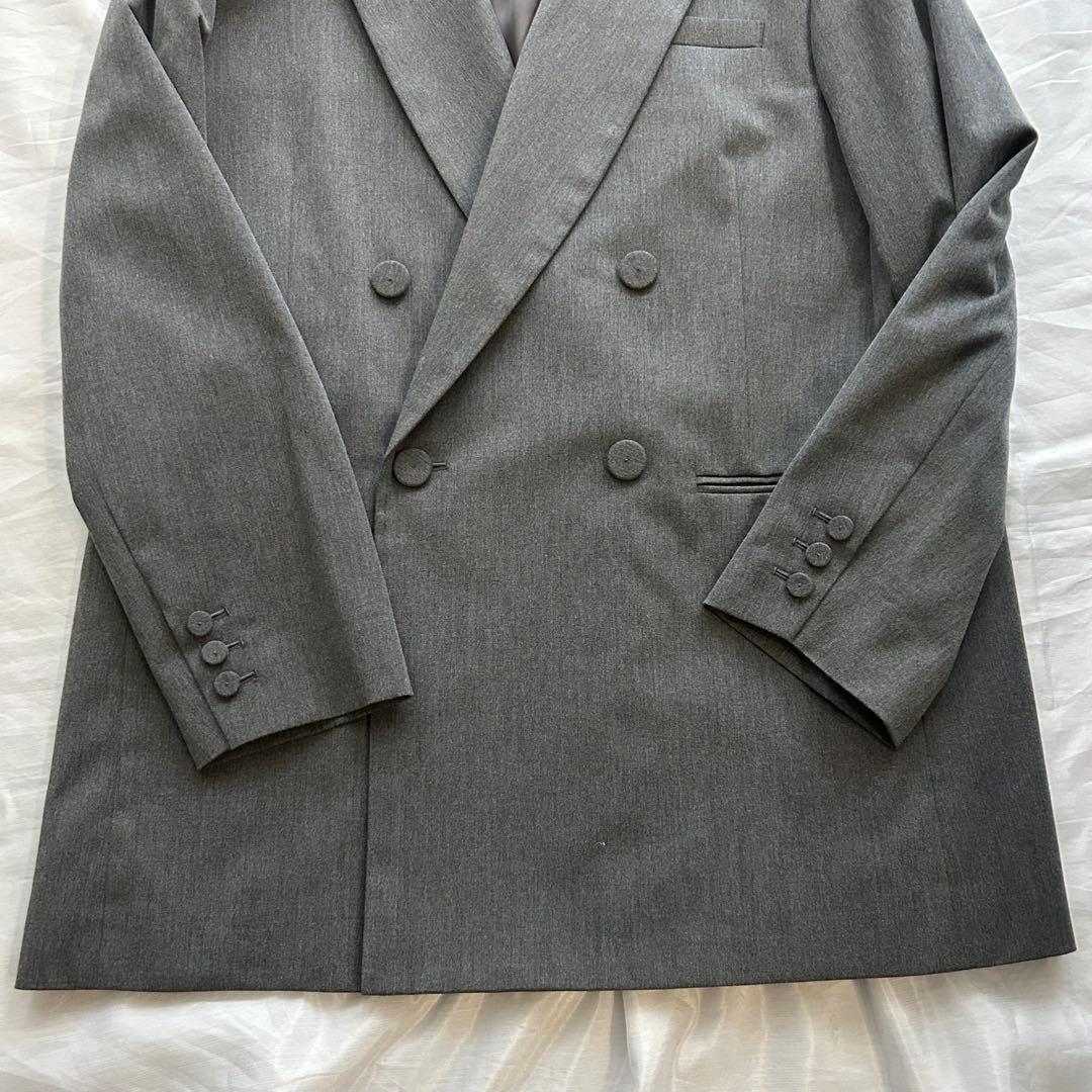 美品【アダムエロペ】ダブルブレスト テーラード オーバー ジャケット グレー38