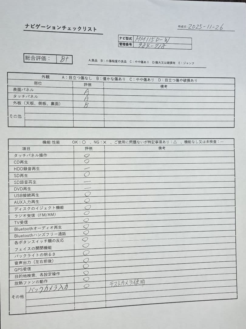 2018年地図◆日産純正 MM115D-W BTオーディオ・地デジTV◆動作良好