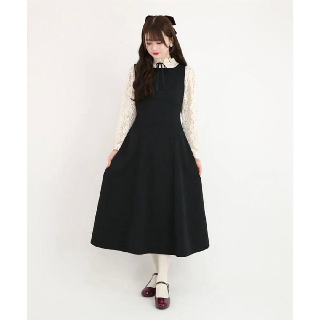 【フィント/ Fi.n.t】レースレイヤードナローフレアージャンパースカート