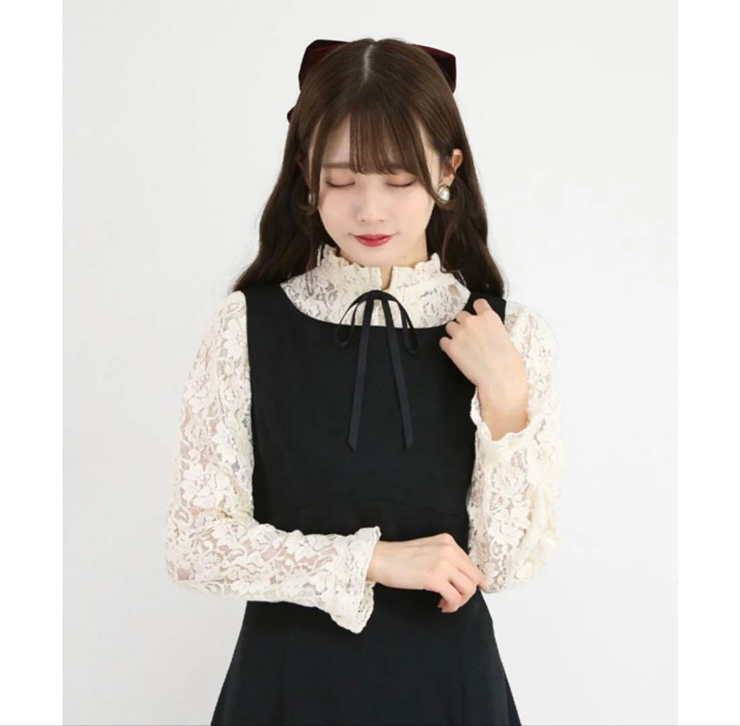 【フィント/ Fi.n.t】レースレイヤードナローフレアージャンパースカート